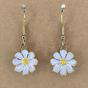 Petite Blue Flower Earrings 18k Platted Hook